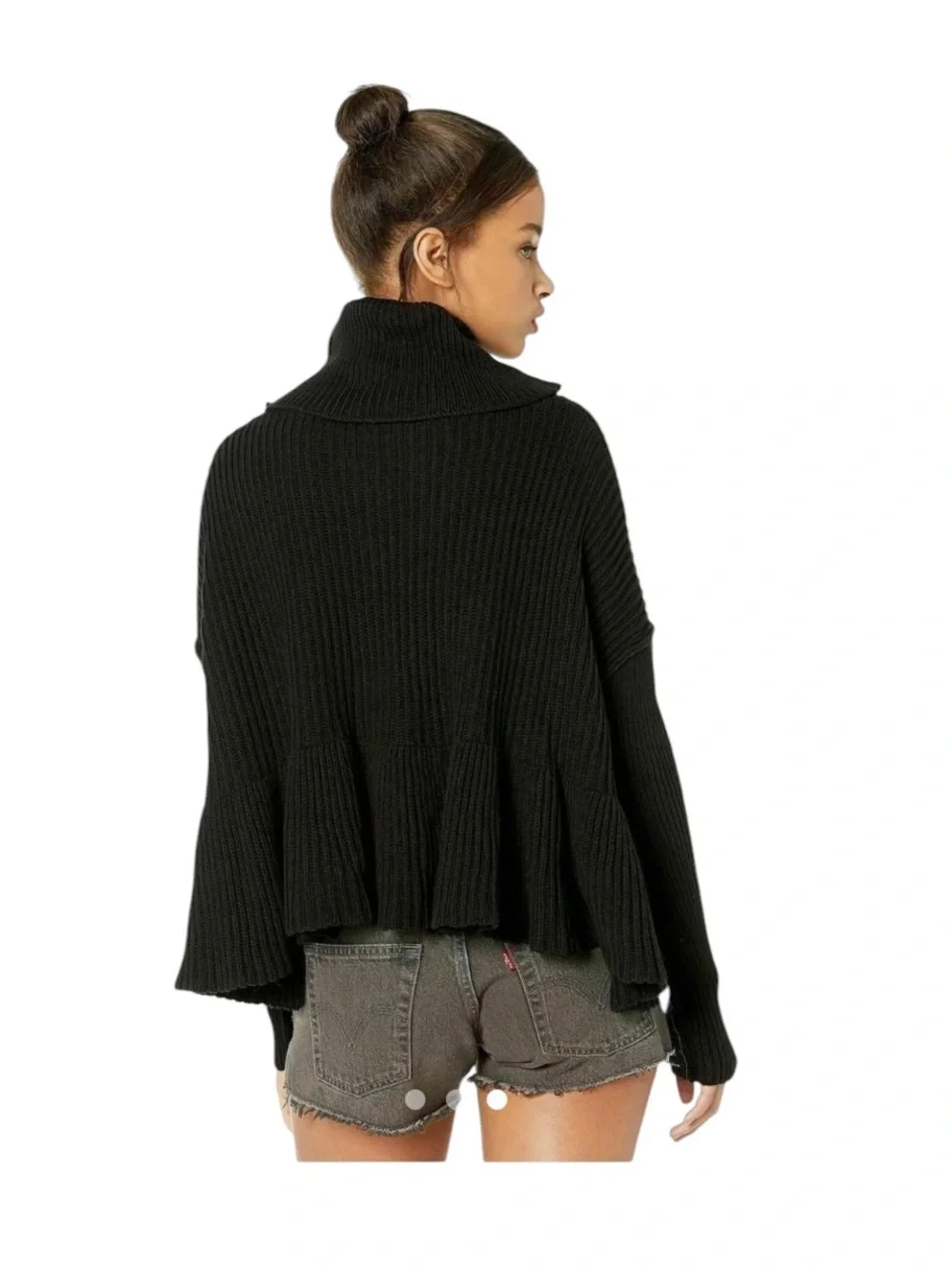 Free People Black Dark Layer Cake Sweater Chunky Knit Oversized Whimsigoth S